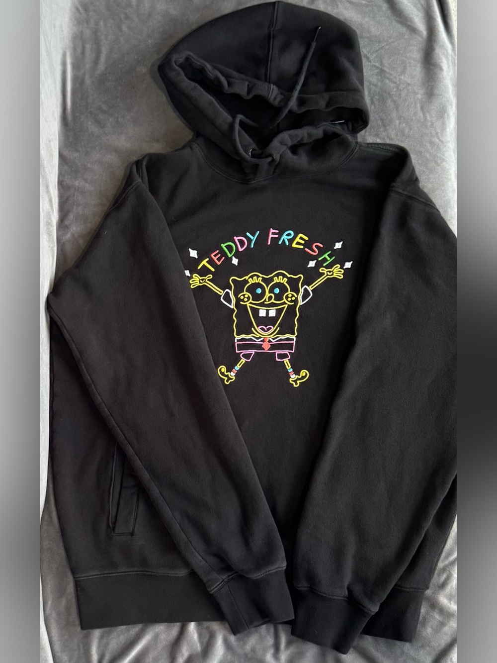 Teddy Fresh x SpongeBob 2020 Black Hoodie Men’s Sm Embroidered EUC